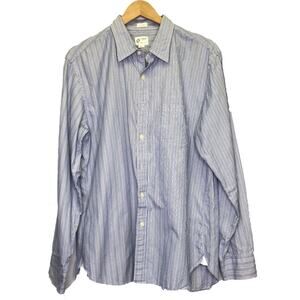 5/$25 J Crew Shirtings Blue White Stripe Button Down Cotton Dress Shirt L